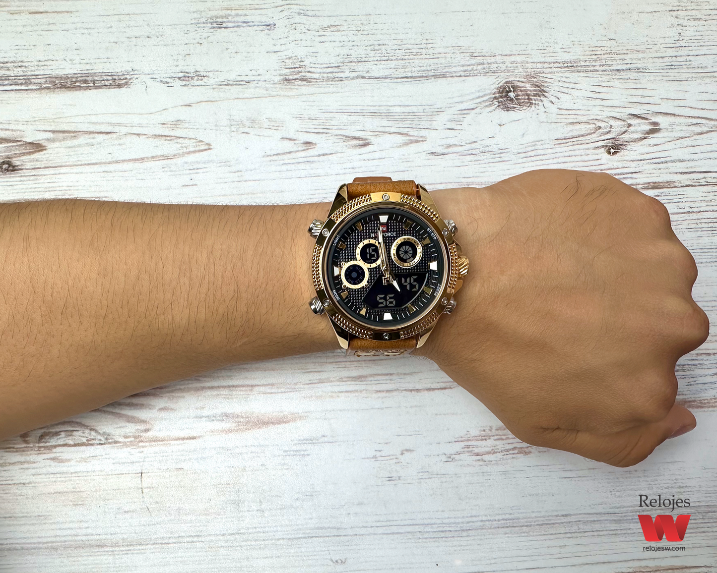 Reloj Naviforce Hombre Cafe Dorado NF9224-4