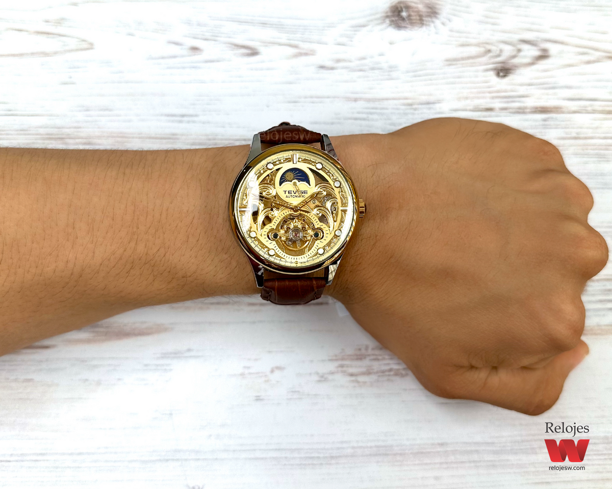 Reloj Tevise Hombre T820D Marrón Plateado