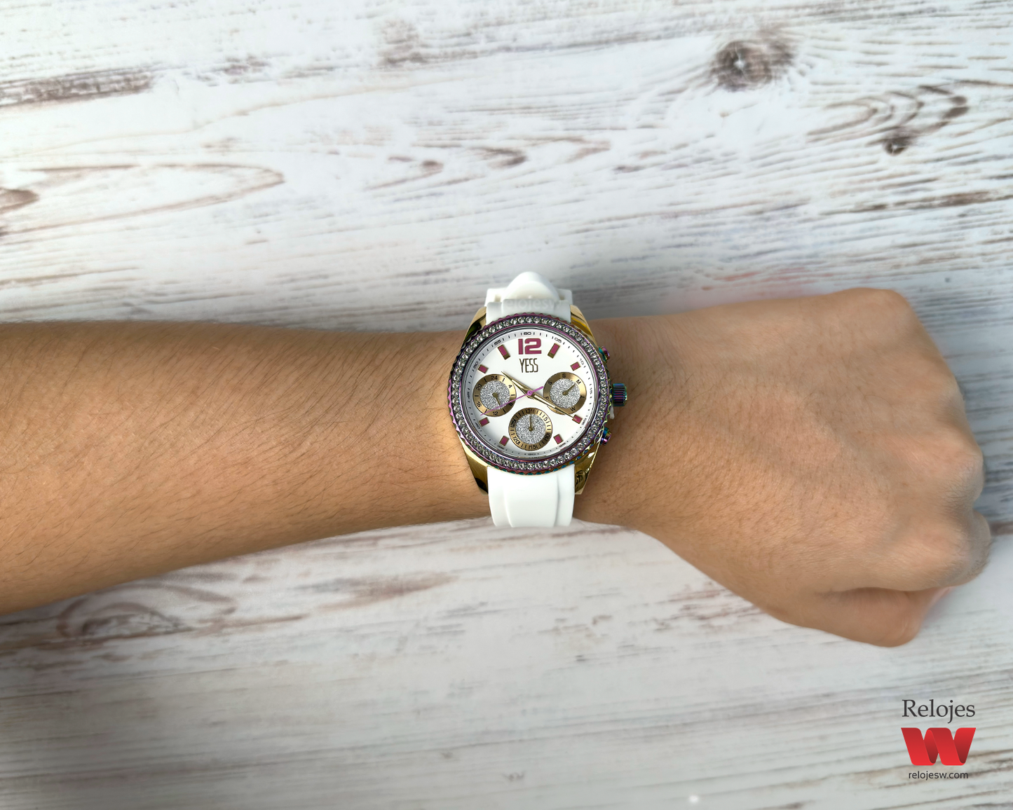 Reloj Yess Mujer Blanco Dorado SMT-240617-3