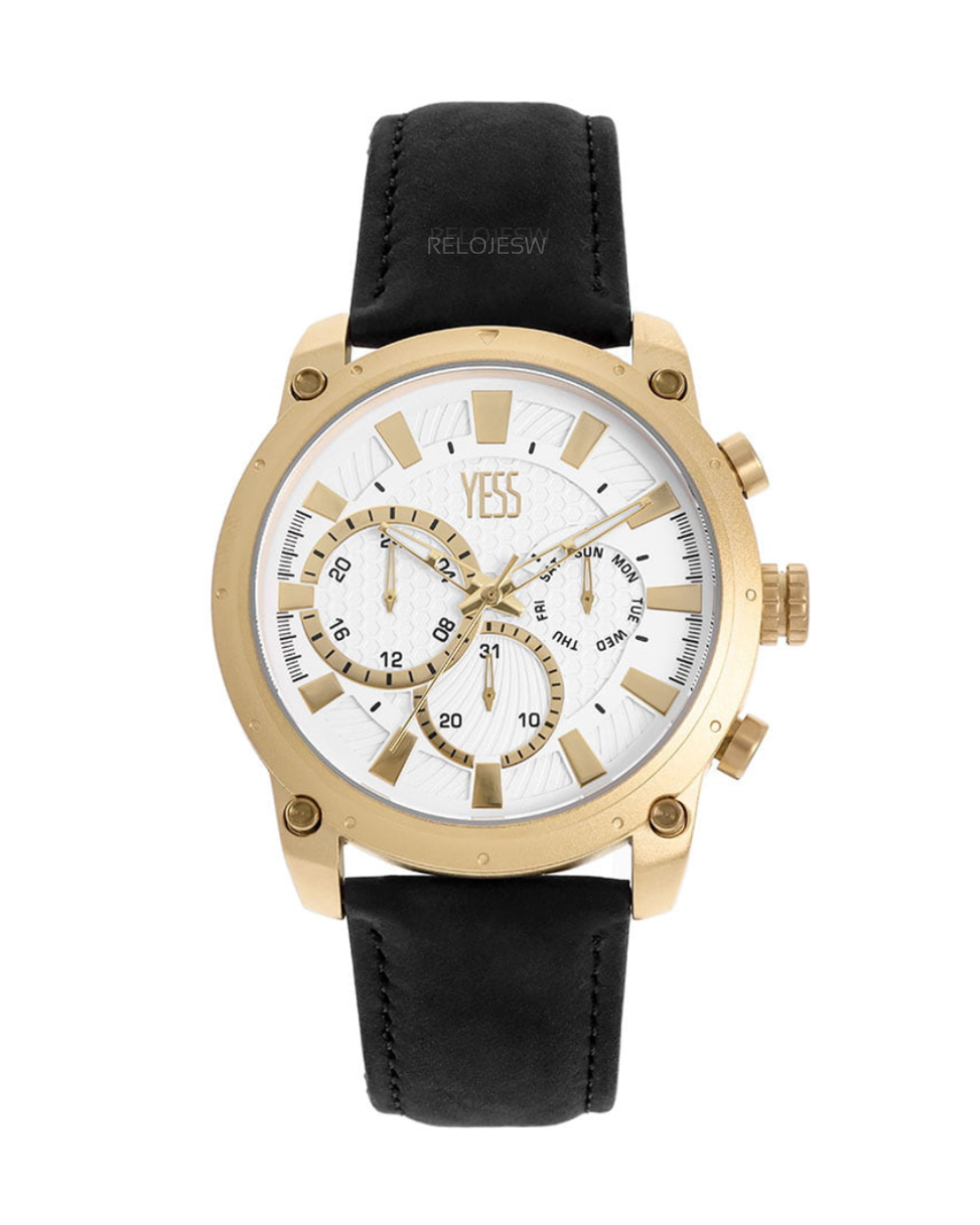 Reloj Yess Hombre Negro Dorado Y23022-3