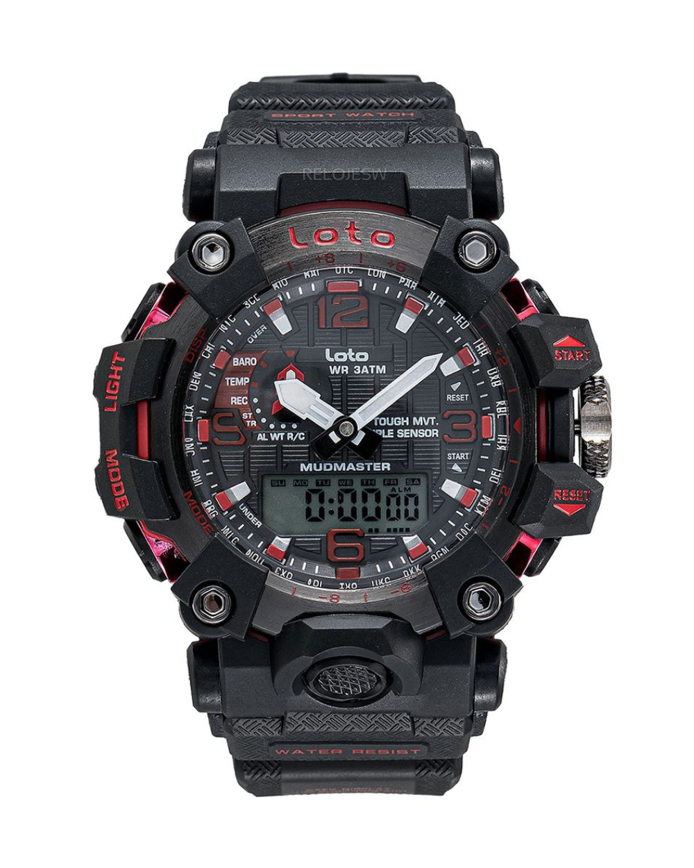 Reloj Loto Hombre Negro Rojo LT-2423-NERO