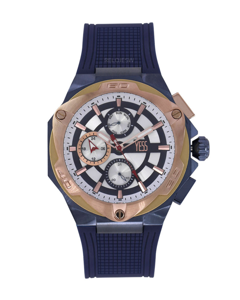 Reloj Yess Hombre Azul Oro Rosa Y23043-3
