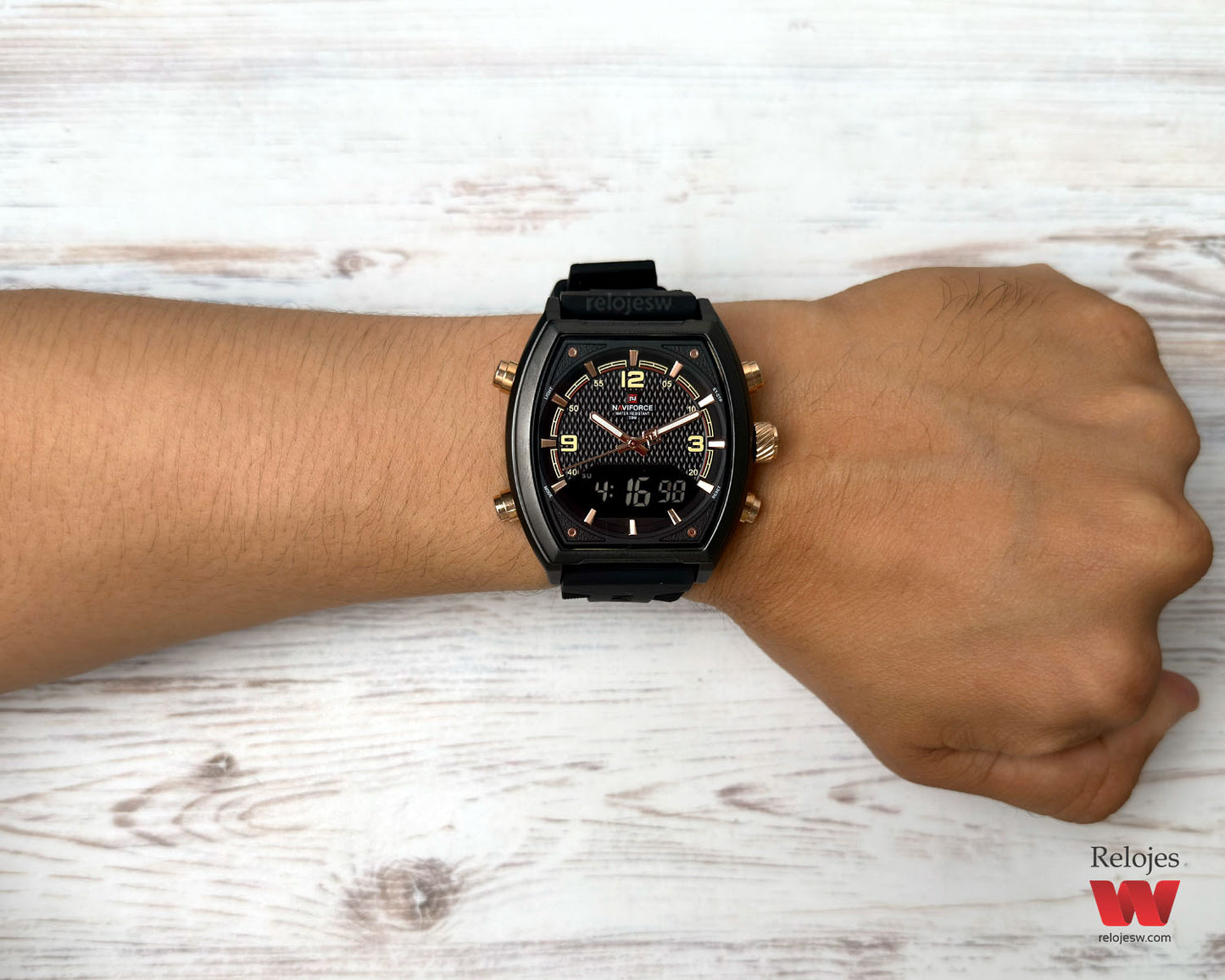 Reloj Naviforce Hombre Negro Oro Rosa NF9242-NEOR