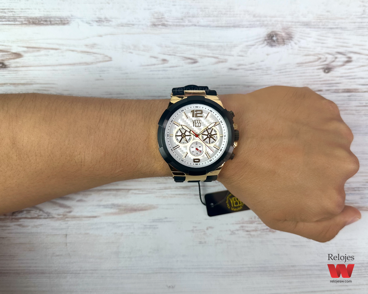 Reloj Yess Hombre Negro Dorado Y23066-3
