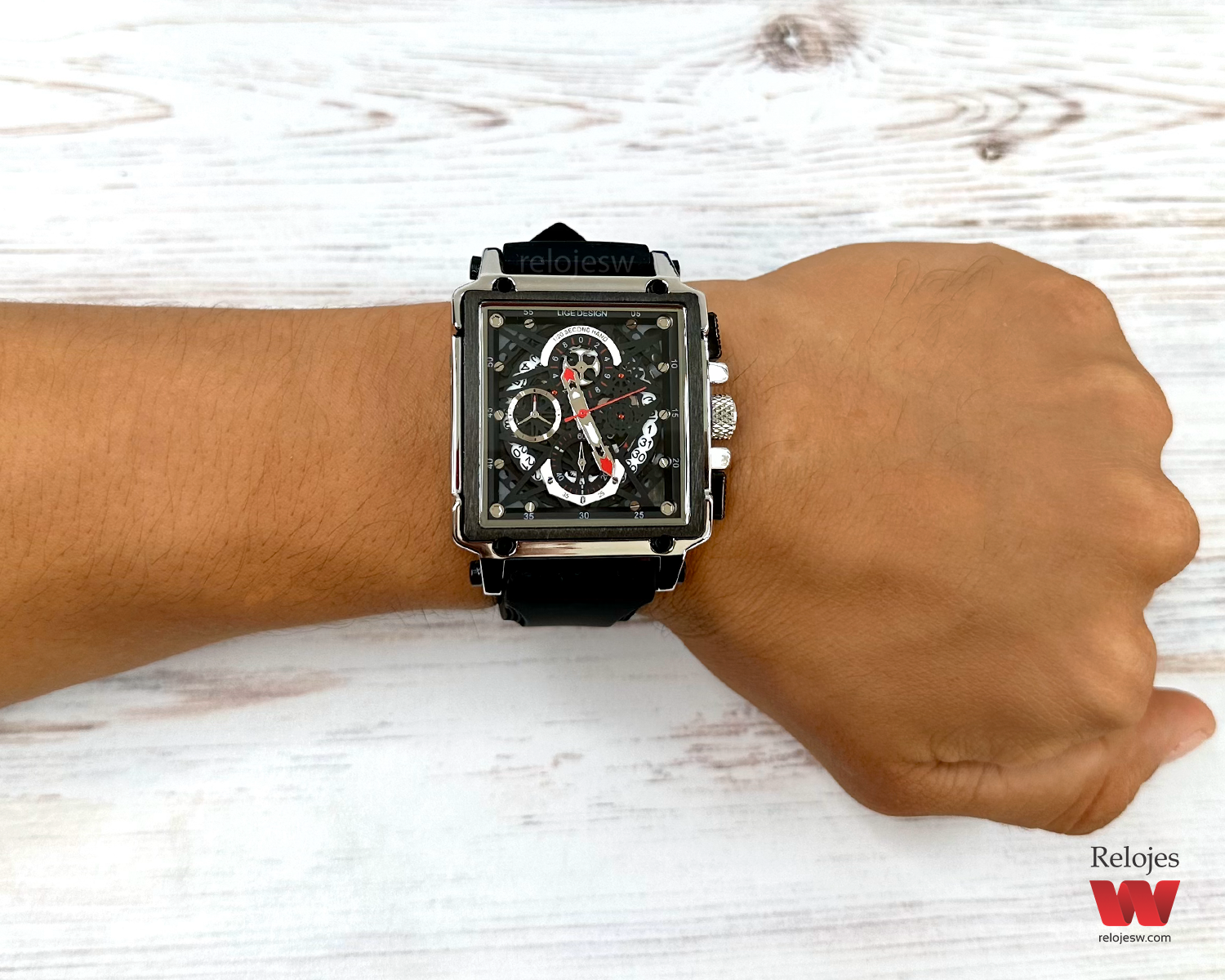 Reloj Lige Hombre Negro Plateado LG8935 NEPL