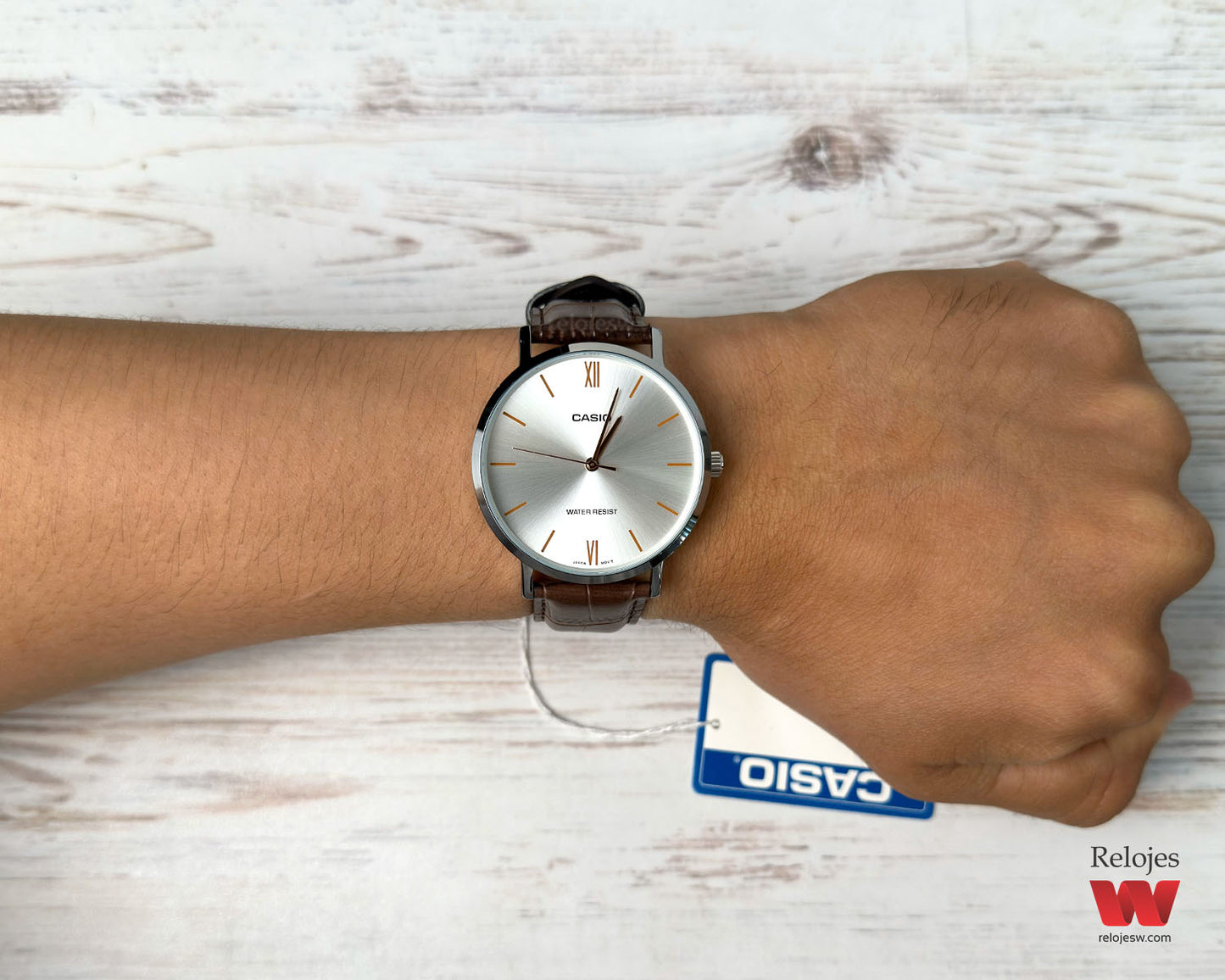 Reloj Casio Hombre Marrón Plateado MTP-VT01L-7B2