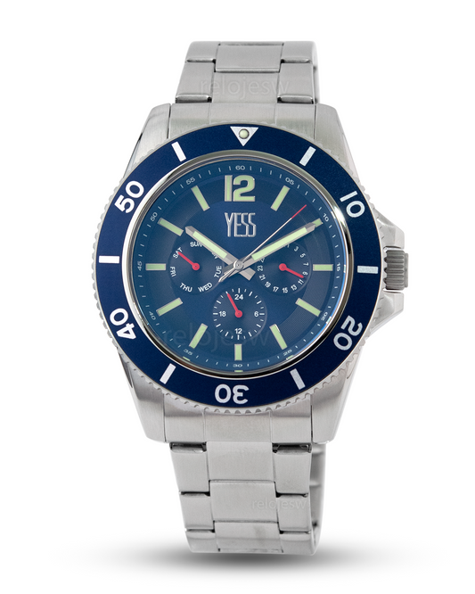 Reloj Yess Hombre Plateado Negro 8009-1