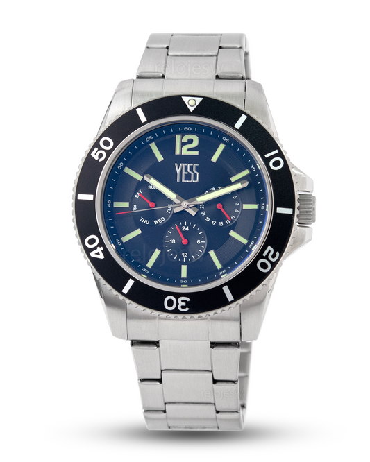 Reloj Yess Hombre Plateado Negro 8009-2
