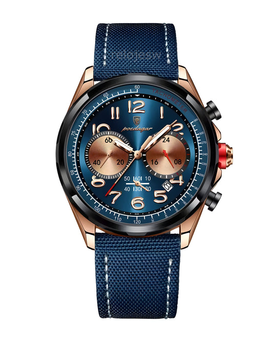 Reloj Poedagar Hombre Azul Oro Rosa PG-862-AZ0RAZ