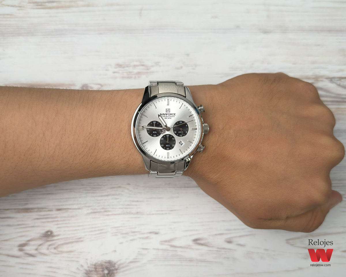 Reloj Naviforce Hombre Original Plateado NF8076-PLBL