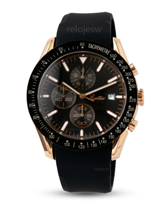 Reloj Scottie Hombre Negro Oro Rosa 9253-NEOR