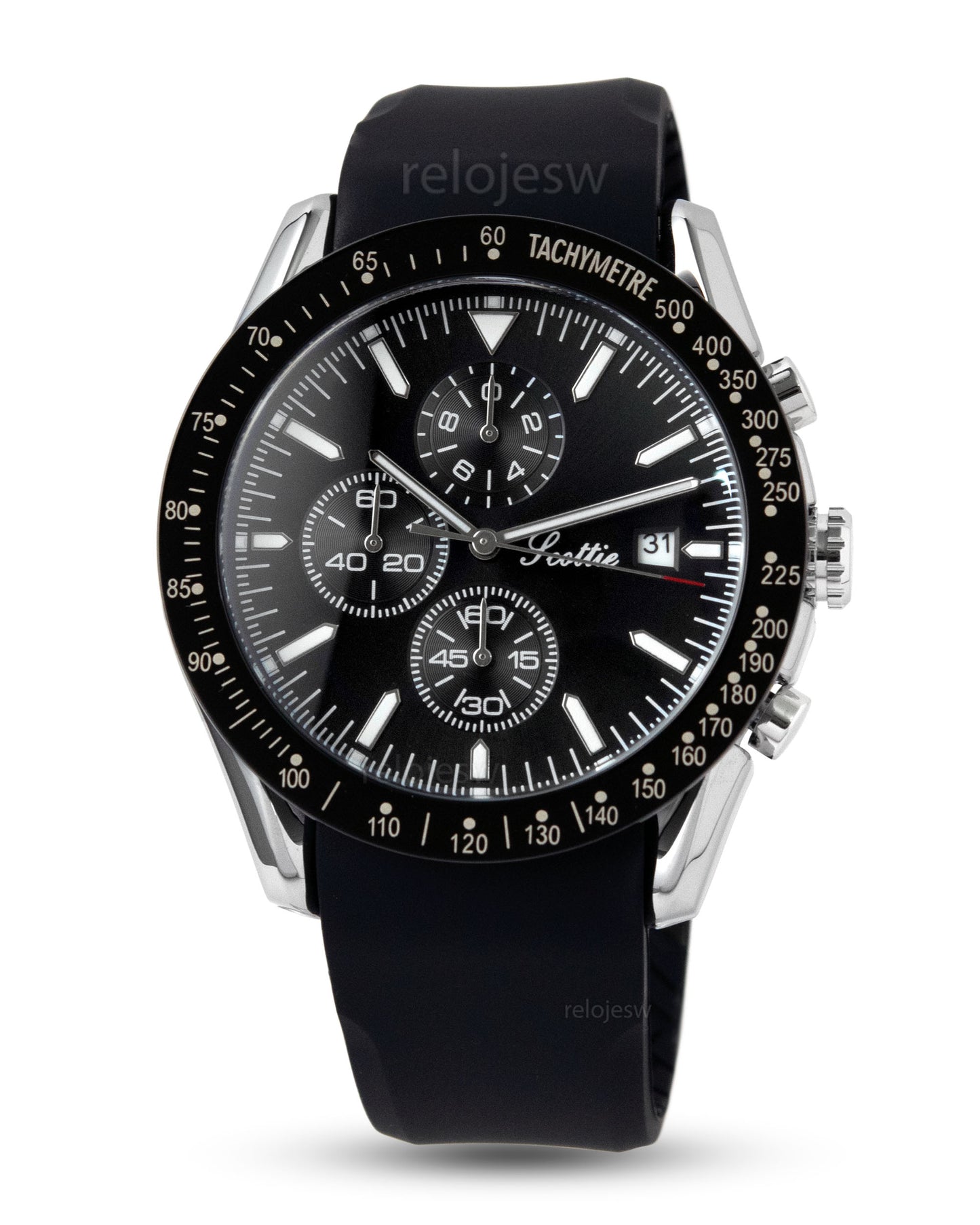 Reloj Scottie Hombre Negro Plateado 9253-NEPL