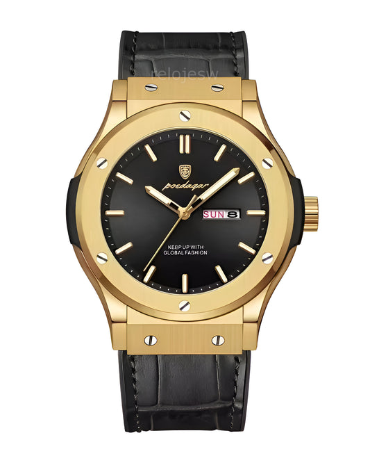 Reloj Poedagar Hombre Negro Dorado PG-952-NEDO