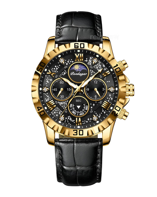 Reloj Poedagar Hombre Negro Dorado PG-973-NEDO