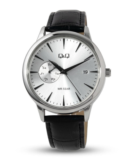 Reloj Q&Q Hombre Negro Plateado A12A002Y