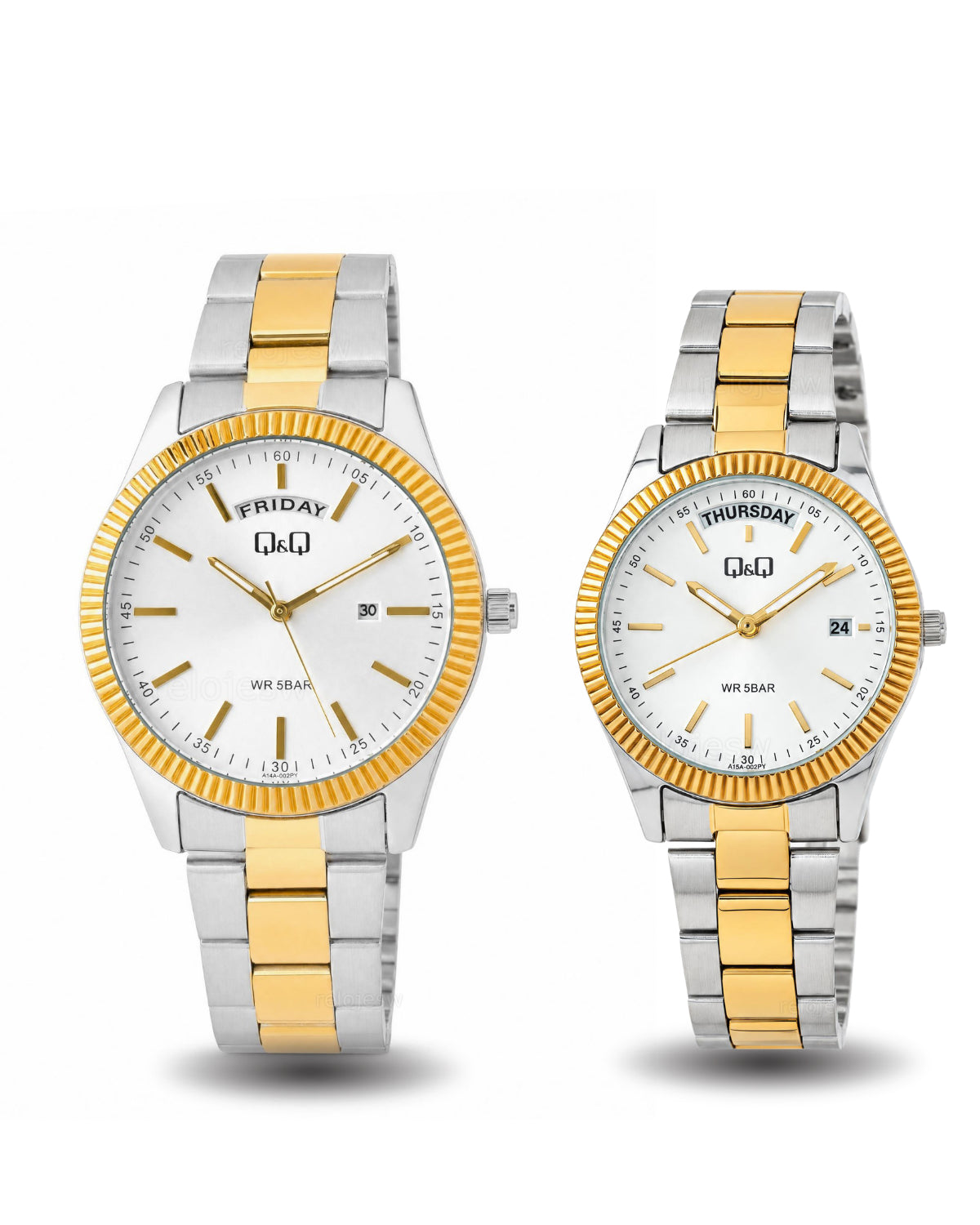 Reloj Q&Q Pareja Bicolor A14A002Y-A15A002Y