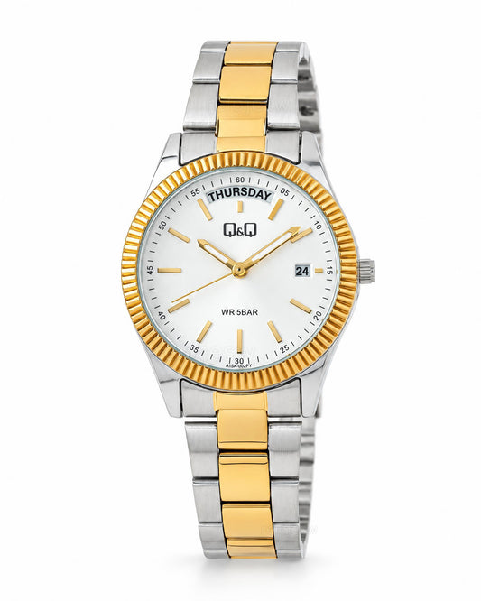 Reloj Q&Q Mujer Original Plateado y Dorado A15A002Y