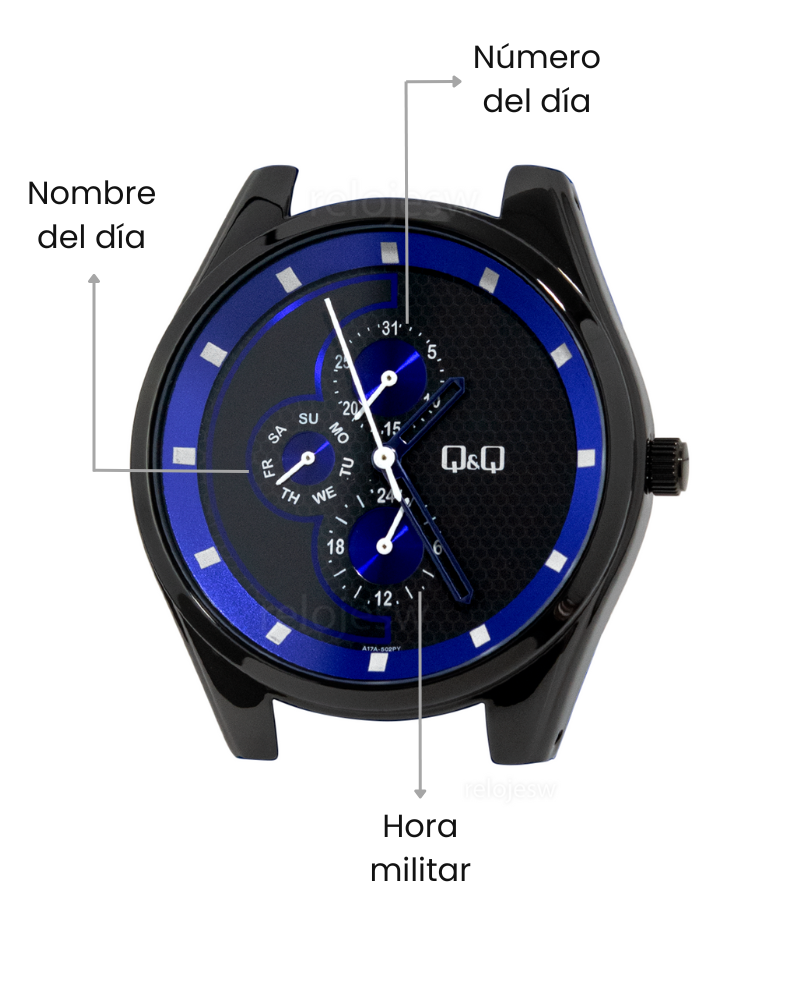 Reloj Q&Q Hombre Azul Negro A17A502Y