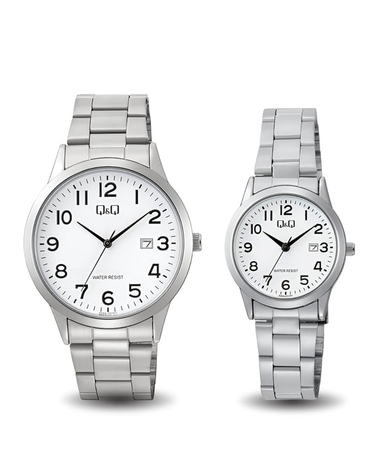 Relojes  Q&Q Pareja Plateado Dorado A44A001Y-A45A001Y