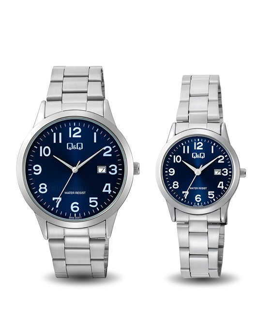 Relojes  Q&Q Pareja Plateado Dorado A44A002Y-A45A002Y