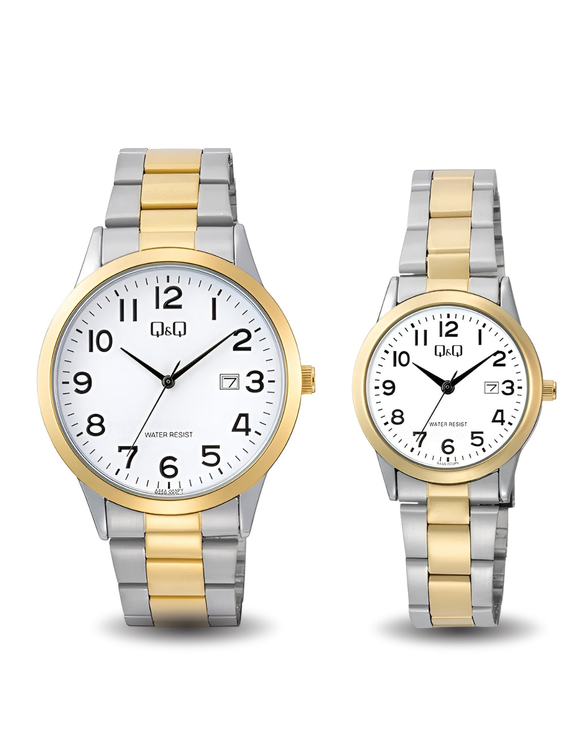 Relojes  Q&Q Pareja Plateado Dorado A44A003Y-A45A003Y