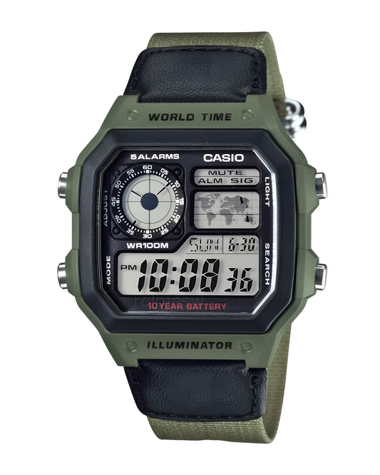 Reloj Casio Hombre Original Verde AE-1200WHB-3BV