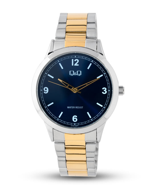 Reloj Q&Q Hombre Plateado y Dorado C10A056Y