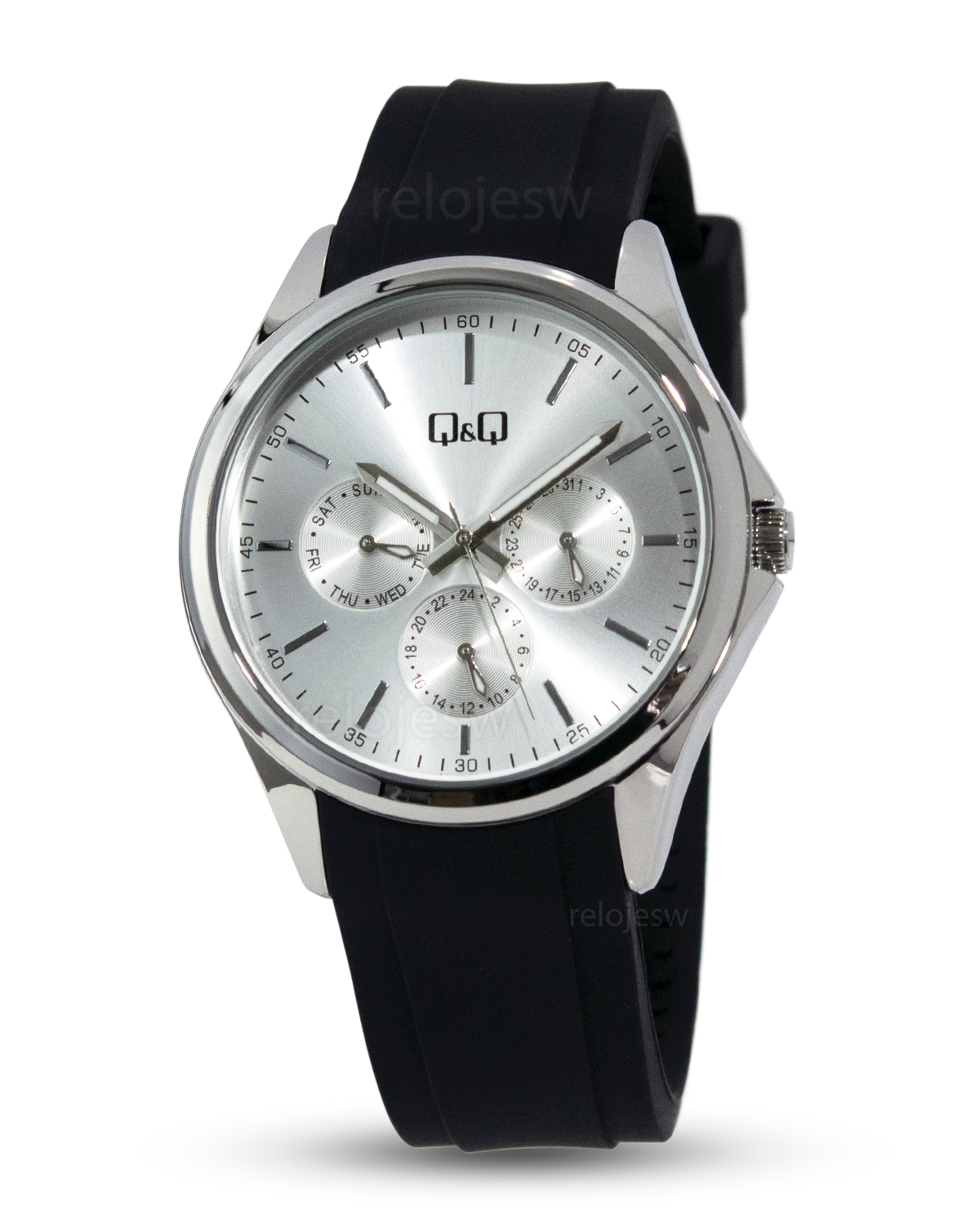 Reloj Q&Q Mujer Negro Plateado Rosa C25A001Y