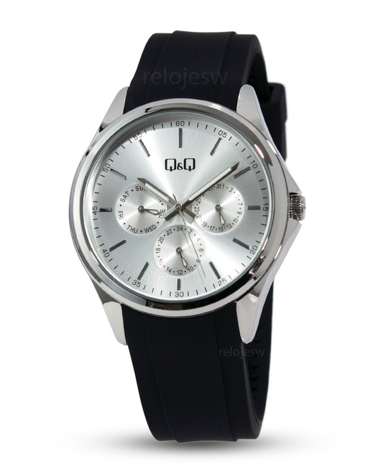 Reloj Q&Q Mujer Negro Plateado Rosa C25A001Y