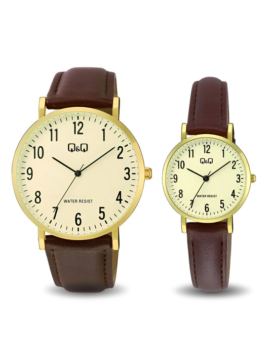 Relojes Q&Q Pareja Plateado Dorado C43A004Y-C66A001Y