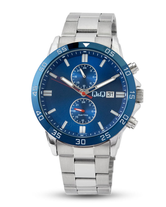 Reloj Q&Q Hombre Plateado Azul C73A001Y