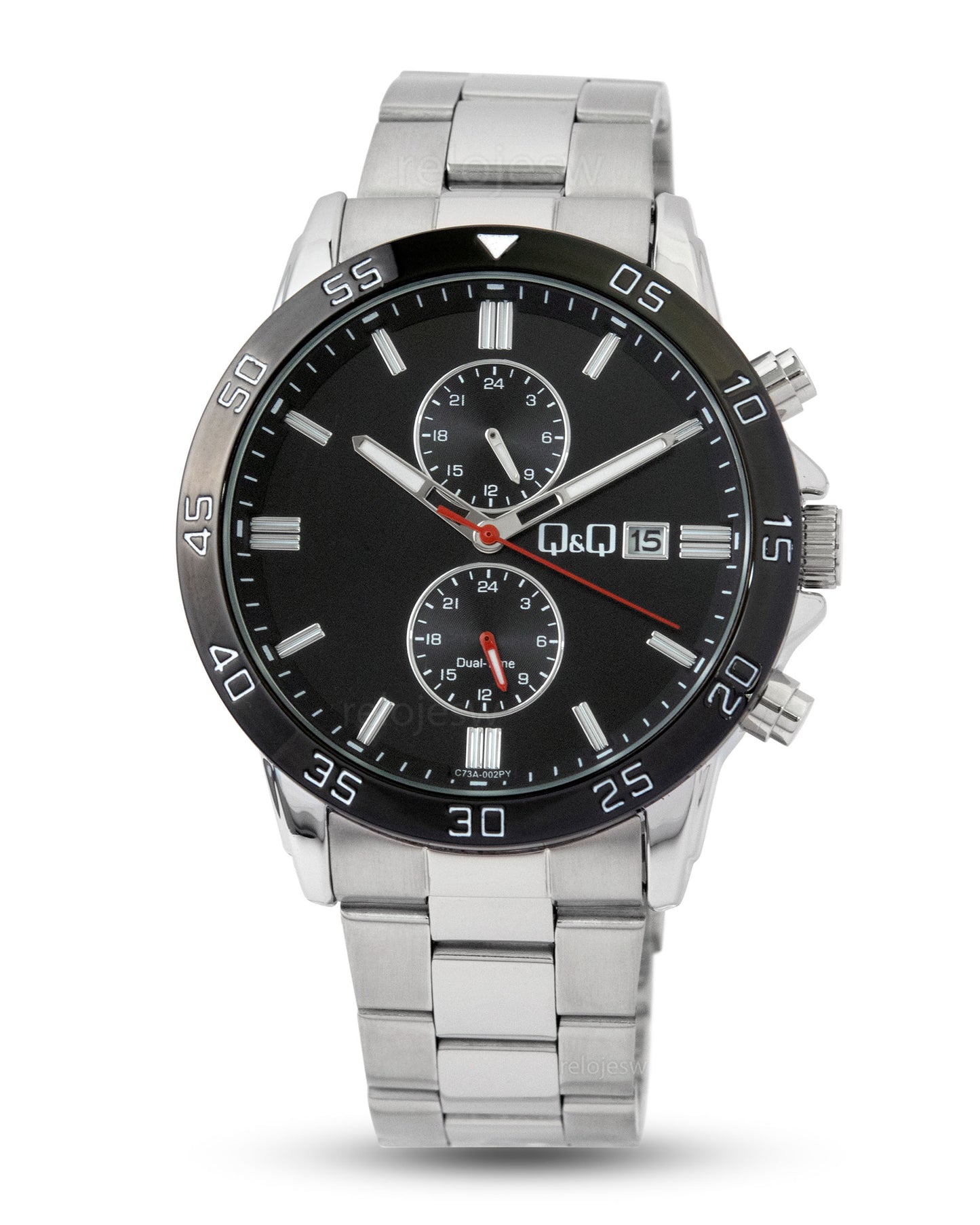 Reloj Q&Q Hombre Plateado Negro C73A002Y