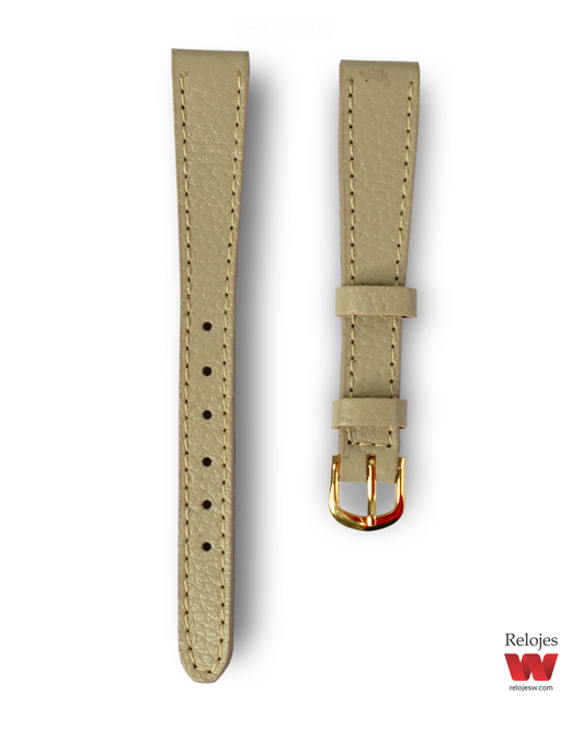 Correa para Reloj en Cuero Genuino Corrugado Beige