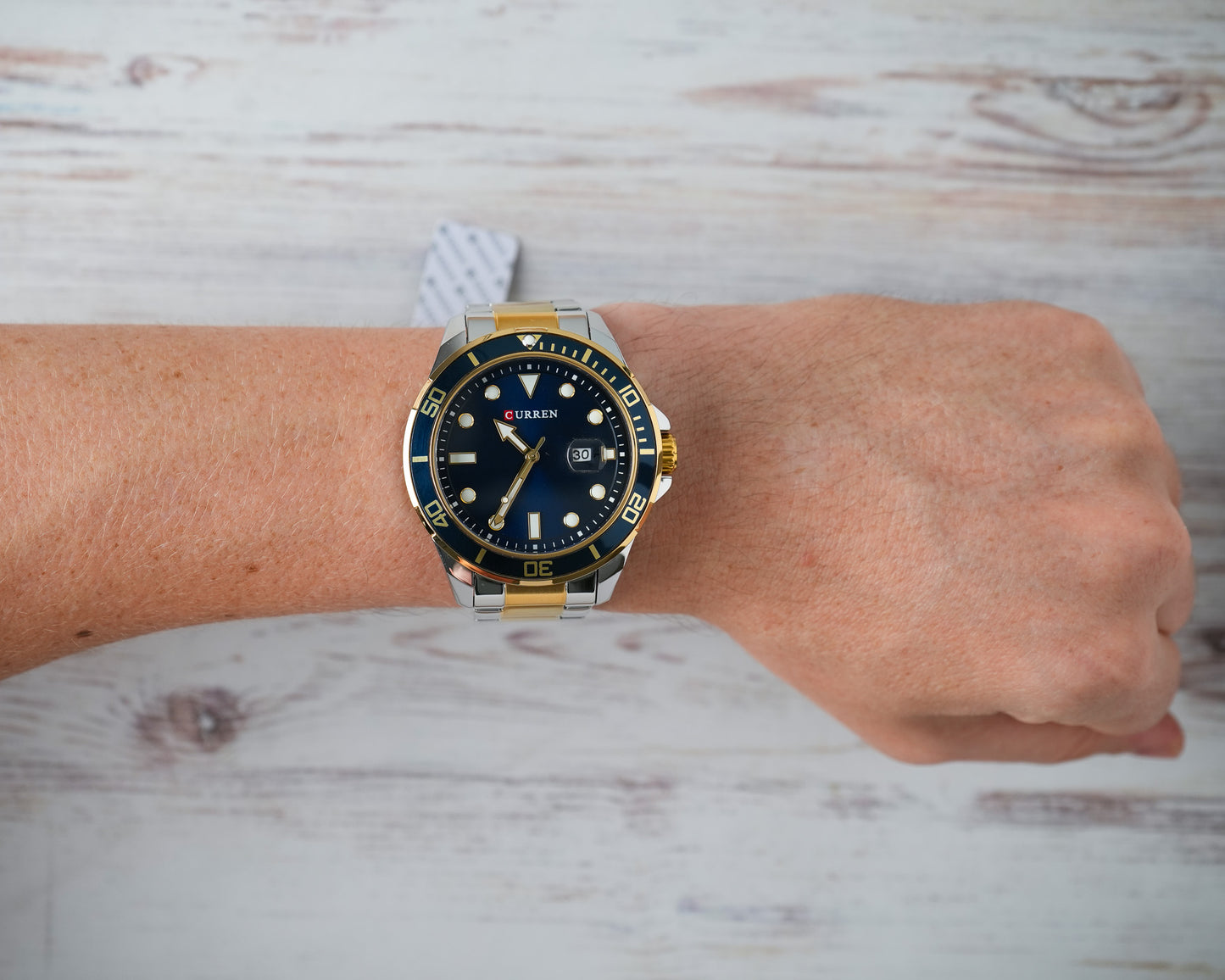 Reloj Curren Hombre Original Plateado y Dorado CU8388-BIAZ