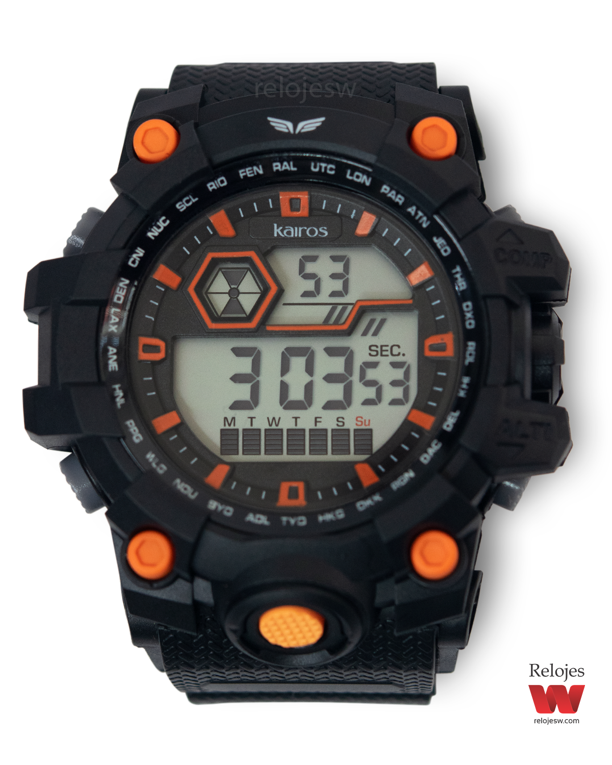 Reloj Kairos Hombre Negro Naranja DM1623-NENA