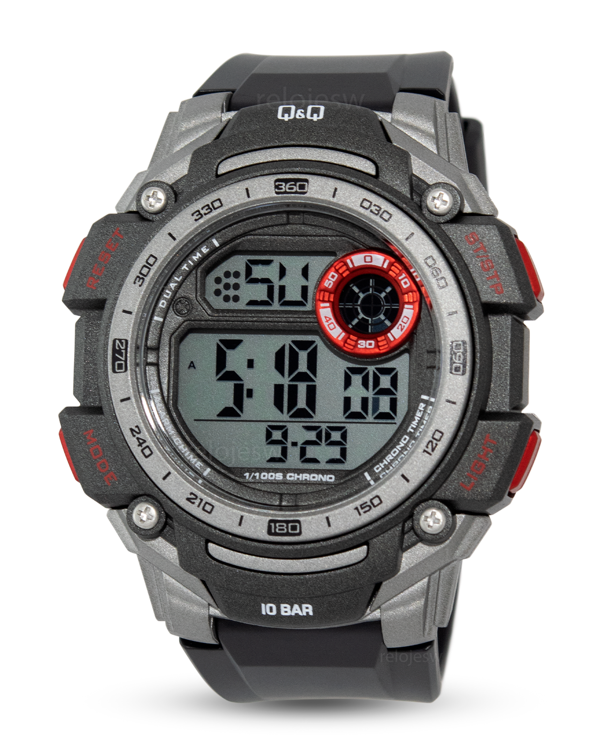 Reloj Q&Q Hombre Negro Plateado G09A500Y