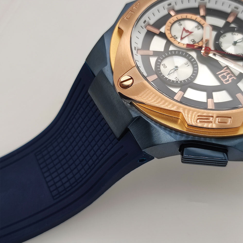 Reloj Yess Hombre Azul Oro Rosa Y23043-3
