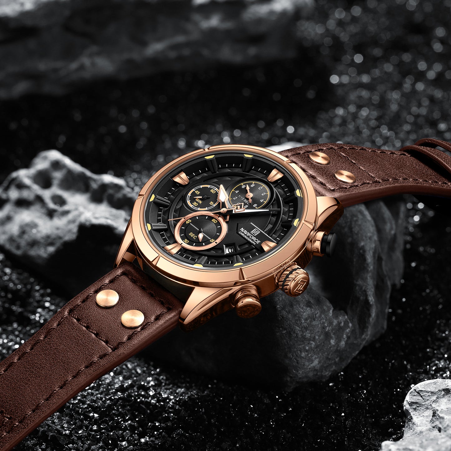 Reloj Naviforce Hombre Marrón Oro Rosa NF8045-MAOR