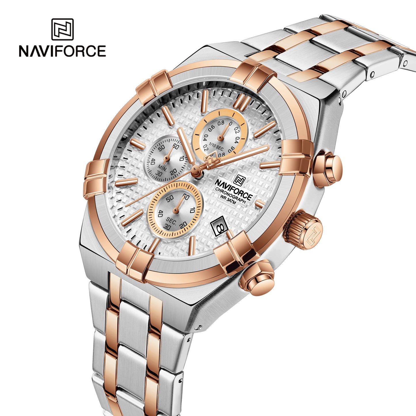 Reloj Naviforce Hombre Plateado Oro Rosa NF8042-5