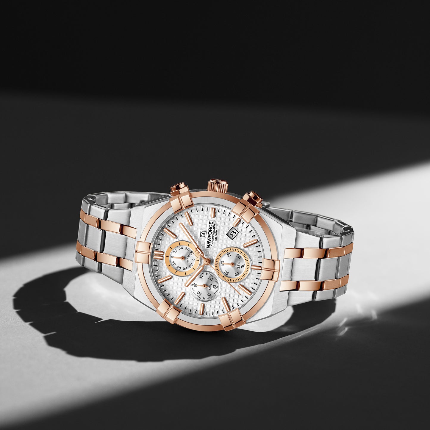 Reloj Naviforce Hombre Plateado Oro Rosa NF8042-5