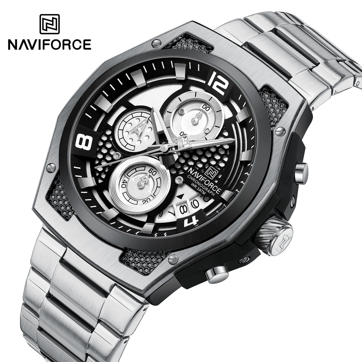 Reloj Naviforce Hombre Plateado Negro NF8051S-PLNE