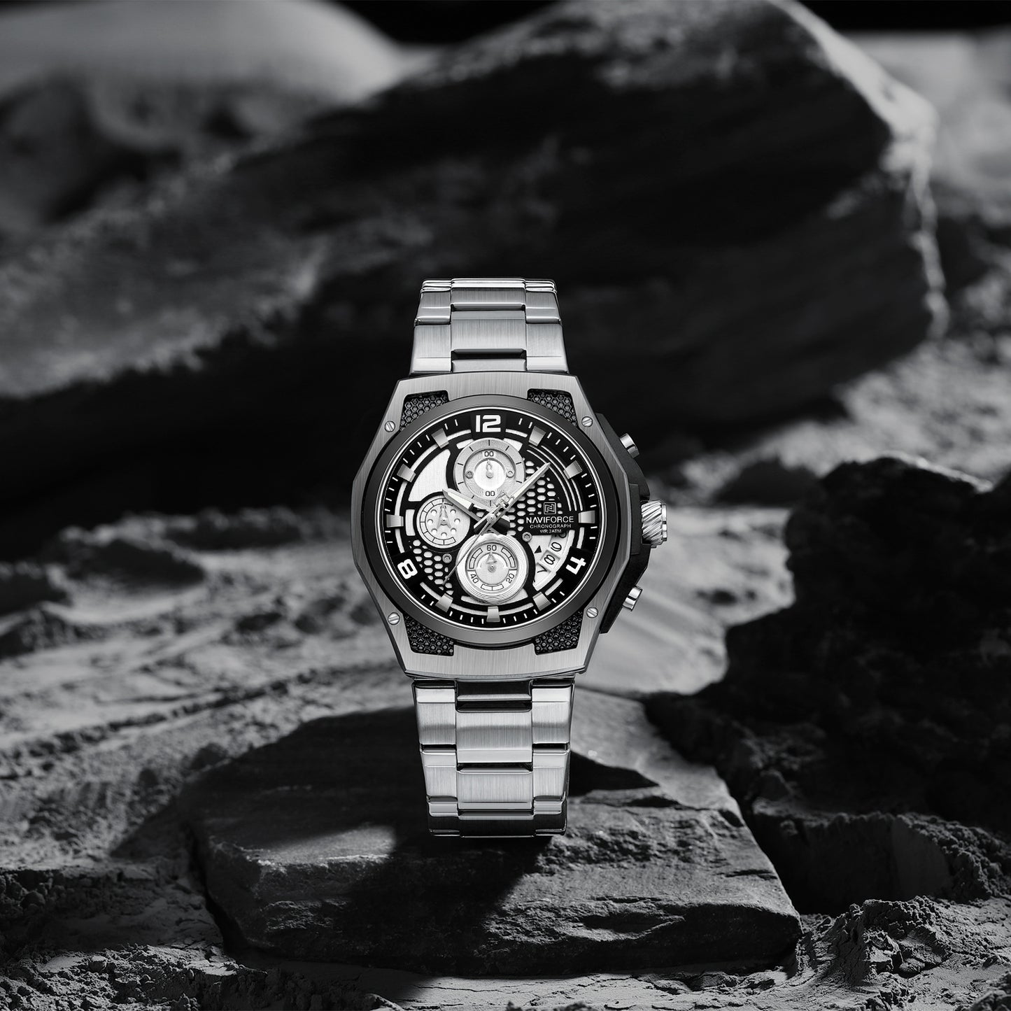 Reloj Naviforce Hombre Plateado Negro NF8051S-PLNE