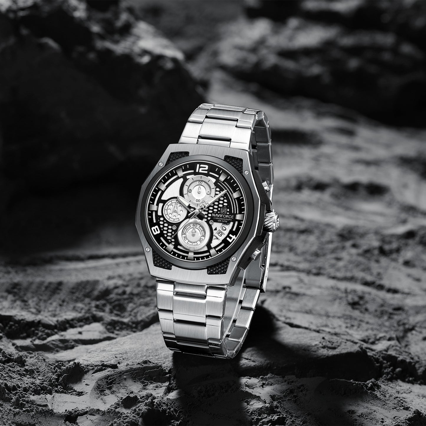 Reloj Naviforce Hombre Plateado Negro NF8051S-PLNE