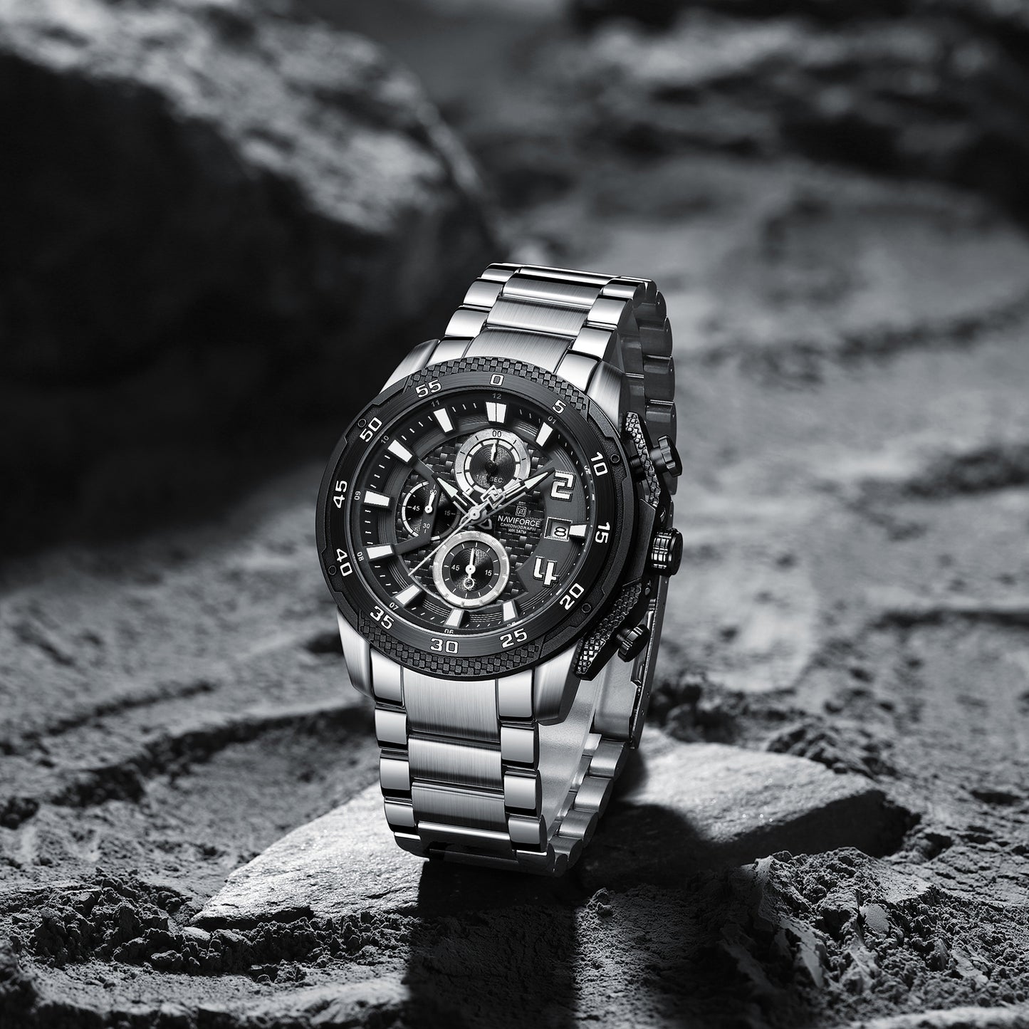 Reloj Naviforce Hombre Plateado Negro NF8047-PLNE