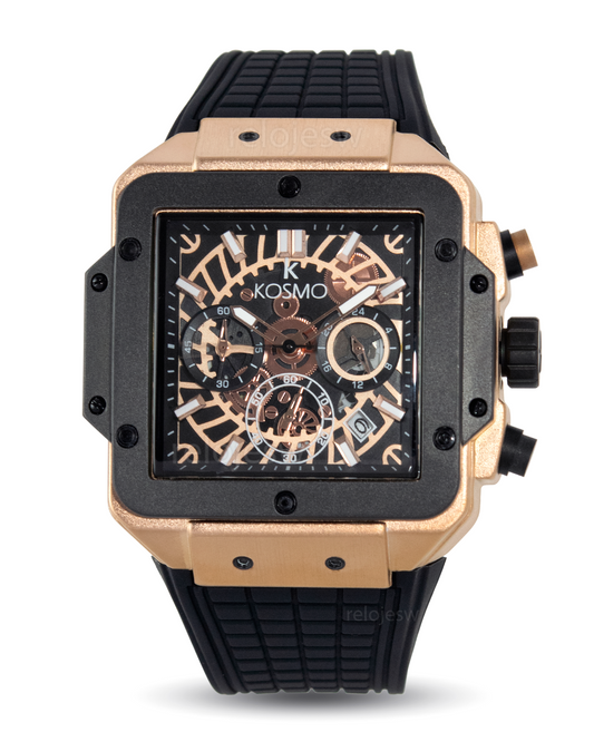 Reloj Kosmo Hombre Negro Oro Rosa K4200G-NEOR