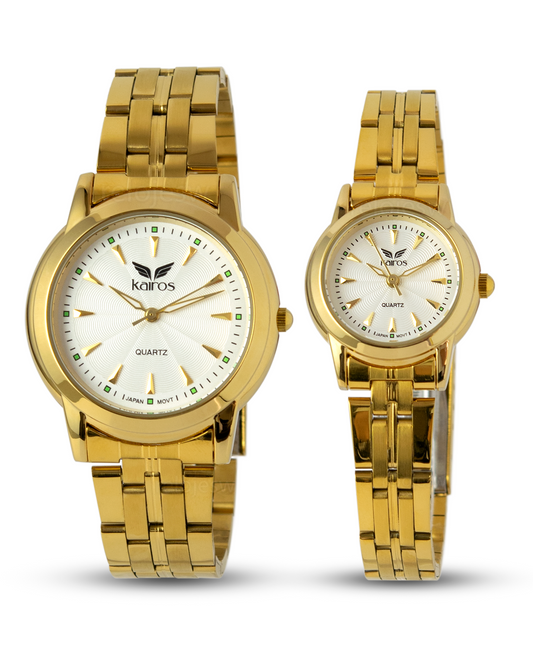 Reloj Kairos Pareja Dorado Blanco KL348M-KL348L-DOBL