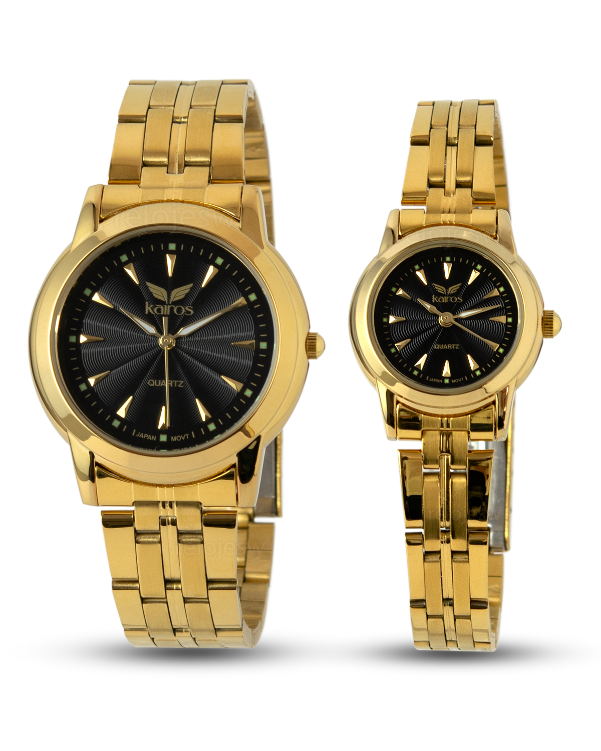 Reloj Kairos Pareja Dorado Negro KL348M-KL348L-DONE