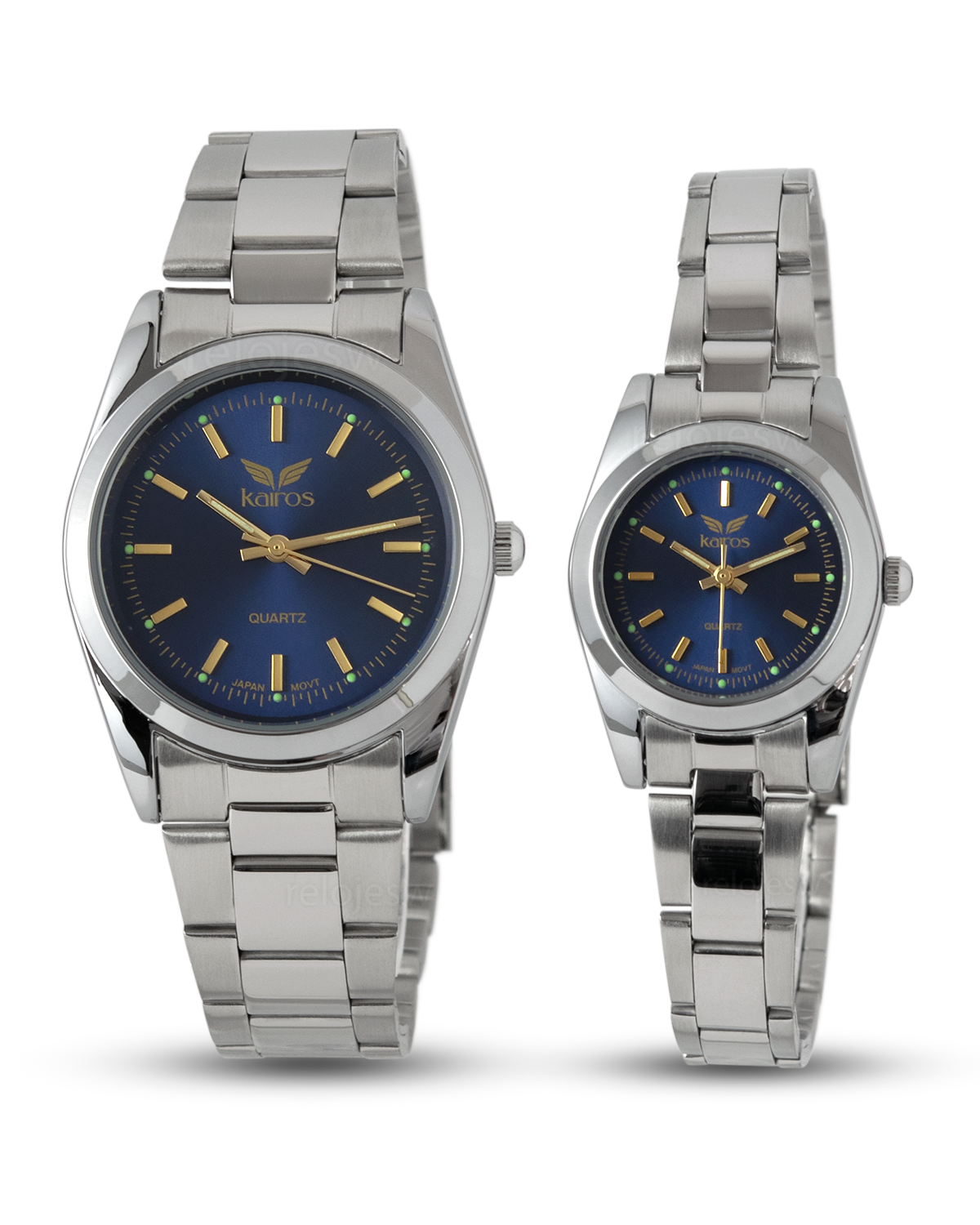 Reloj Kairos Pareja Plateado Azul KL422M-KL422L-PLAZ