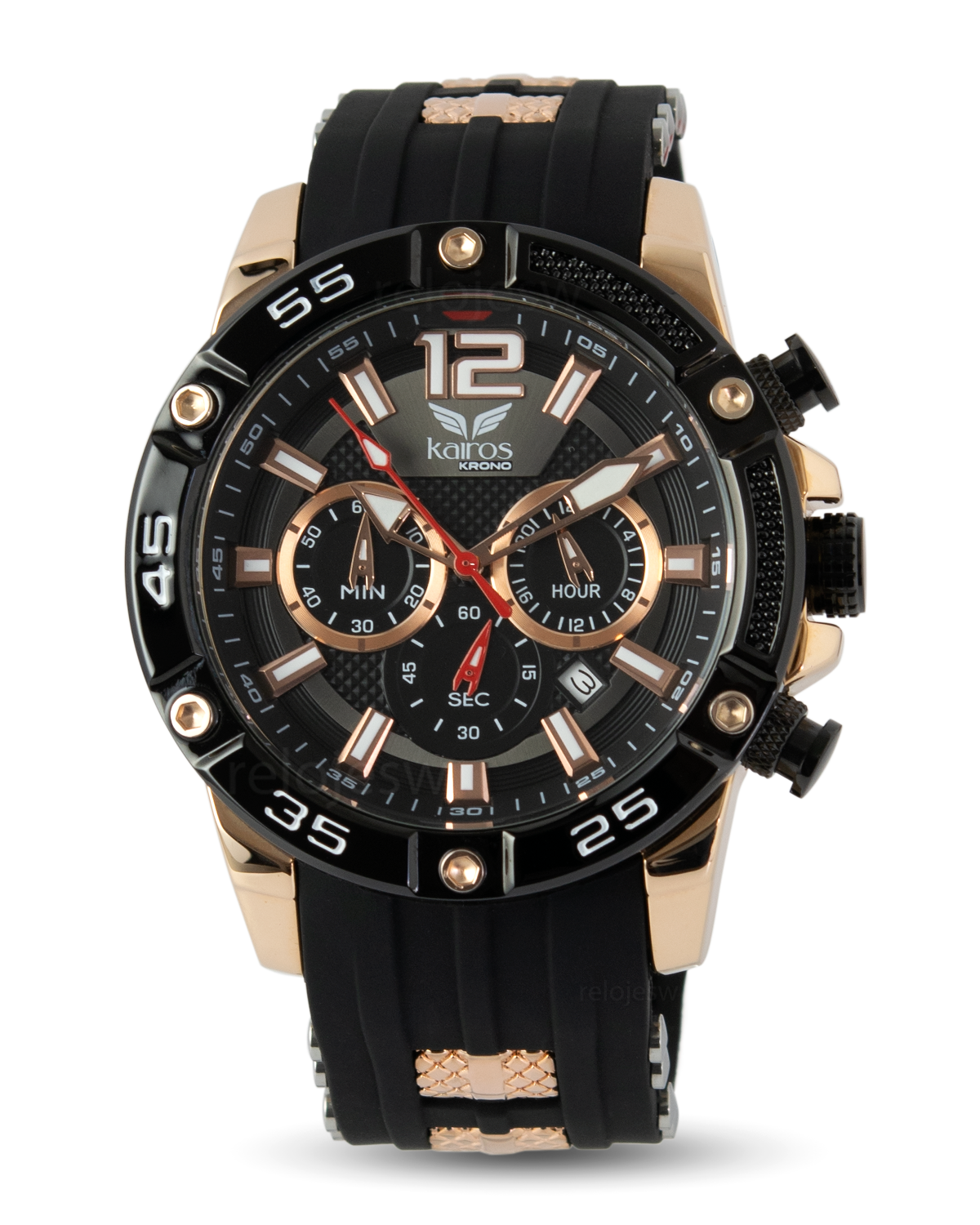 Reloj Kairos Hombre Negro Oro Rosa KR0349G-3