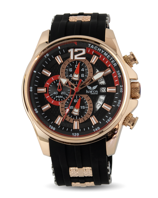 Reloj Kairos Hombre Negro Oro Rosa KR0350G-1